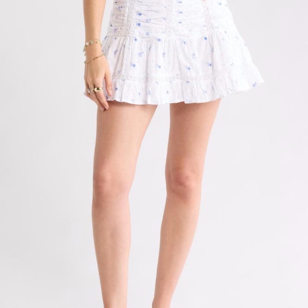 Abound White Mini Skirt with Blue Floral Print